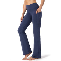 28303234 Inseam Womens Bootcut Yoga Pants Long Bootleg High-Waisted Flare Pants With Pockets Blue-Flare-30-Xl