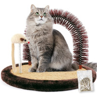 Happi N Pets Original Large Size Cat Arch Self Groomer Massager, Hair Brush For Grooming With Sturdy Scratching Pad And Catnip Toy, Face Scratchers, Durable Brusher, Rubbing Post & Scratcher