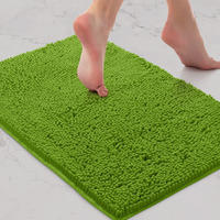 Luxurux Bath Mat, Extra-Soft Plush Non-Slip Bathroom Rug, Luxury Chenille Microfiber Material, Super Absorbent Shaggy Bath Rug. Machine Wash & Dry (17 X 24 Inches, Green)