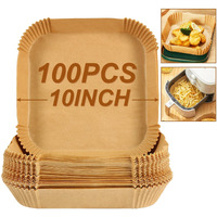Bykitchen Large Air Fryer Liners, Set Of 100, 10 Inch Square Air Fryer Liners, Xl Air Fryer Disposable Paper Liner, Compatible With Corsori, Ninja, Gourmia Air Fryer And More