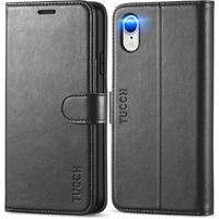 Tucch Iphone Xr Wallet Case, Iphone Xr Case, Premium Pu Leather Flip Cover [Shockproof Tpu Shell] With Stand Rfid Blocking Credit Card Slot Wireless Charging Compatible With Iphone Xr 6.1, Black