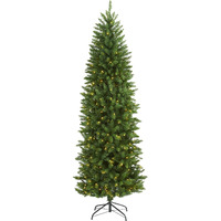 6.5 Slim Green Mountain Pine Artificial Christmas Tree With 300 Clear Led Lights