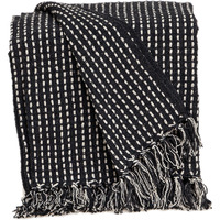 Black And White Handloom Woven Throw Blanket