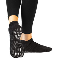 La Active Grip Socks - 1 Pair - Yoga Pilates Barre Ballet Non Slip Covered (Stellar Black, Small)