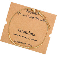 Joycuff Grandma Birthday Gifts For Women Morse Code Bracelet Mother 's Day Thanksgiving Day Christmas Gifts For Grandma Unique Gold Beaded Bracelet For Her Jewelry