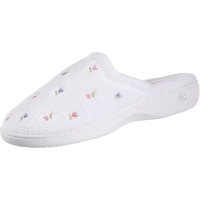 Isotoner Womens Classic Terry Clog Slip On Slipper, White Scalloped, 75-8 Us