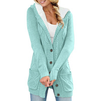 Sidefeel Women 's Hooded Winter Sweater Coat Fleece Jacket Oversized Cardigans 2024 Fashion Outfit Small Sky Blue