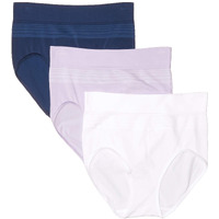 Warners Womens Blissful Benefits By Warners Seamless Brief Panty 3 Pack Underwear, Lavender Macaronwhitenavy Ink, X-Large Us