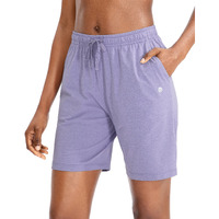 Womens Bermuda Shorts Jersey Shorts With Deep Pockets 7 Long Shorts For Women Lounge Walking Athletic (Purple, Xx-Large)