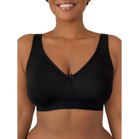 Fruit Of The Loom Womens Plus-Size Wireless Cotton Bra, Black Hue, 40C