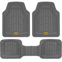 Cata Toughride Heavy-Duty 3 Piece Rubber All Season Floor Mats For Car Truck Van Suv, Gray - Premium Trim To Fit Car Floor Mat, All Weather Deep Dish Automotive Floor Mats, Total Dirt Protection