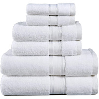 Luxury Bath Towels Set - 6 Piece Set, 100 Cotton Bathroom Towels, Zero Twist, Quick Dry Shower Towels, Extra Aborbent Bath Towel, Super Soft, 2 Bath Towels, 2 Hand Towels, 2 Wash Cloths - White