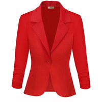 Womens Casual Work Office Blazer Jacket Jk1131 Red Medium