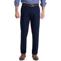Haggar Mens Iron Free Premium Khaki Straight Fit Flat Front Flex Waist Casual Pant Dark Navy 38 X 29