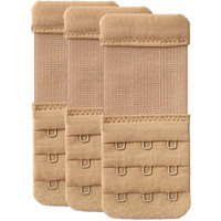 Yarbar Bra Extender 3 Hook Womens Bra Strap Extenders Pack Of 3 Soft Comfortable (Beige, 12 Inch Spacing)