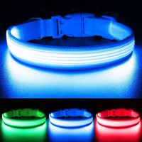 Yfbrite Light Up Dog Collar, Usb Rechargeable Led Puppy Collar Super Bright Adjustable Glowing Dog Lights For Night Walking (Design-2- Blue, Large)