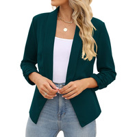 Menxx-Largegreen Blazer Women Casual Work Business Blazer For Women Bleizer Sport Jacket (Dark Green, Xl) ' ' }