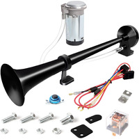 Carfka Air Horn For Truck Boats Car,24V 150Db Loud Single Trumpet Train Horns Kit With 120 Psi Air Compressor