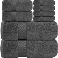 Infinitee Xclusives Premium Grey Towels Set - Pack Of 8] 100 Cotton Highly Absorbent 2 Bath Towels, 2 Hand Towels And 4 Washcloths - Luxury Hotel  Spa Quality Bath Towels For Bathroom