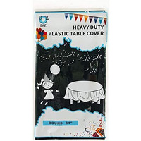 Dz 6 Pack Black 84 Round Plastic Tablecloth Table Cloth Disposable Table Covers For Party Birthday Wedding Christmas