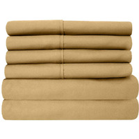 Queen Sheets Gold - 6 Piece 1500 Supreme Collection Fine Brushed Microfiber Deep Pocket Queen Sheet Set Bedding - 2 Extra Pillow Cases, Great Value, Queen, Camel
