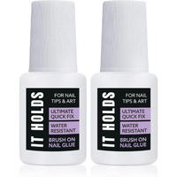 Brush On Nail Glue For Press On Nails, Extra Strong Nail Glue For Acrylic Nails, Waterproof Nail Glue For Fake Nails Long Lasting Nail Bond, Professional Nail Glue For Nail Tips (8Ml) (Pack Of 2)