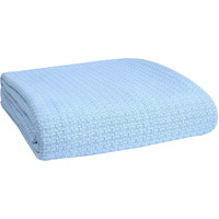 Elvana Home 100 Cotton Bed Blanket, Breathable Bed Blanket Full - Queen Size, Cotton Thermal Blankets Full - Queen, Perfect For Layering Any Bed For All Season, Light Blue