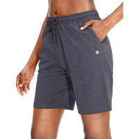 G Gradual Womens Bermuda Shorts Jersey Shorts With Deep Pockets 7 Long Shorts For Women Lounge Walking Athletic (Charcoal, Large)