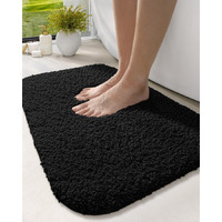 Dexi Bathroom Rug Mat, 32X20, Non Slip Washable Absorbent Microfiber Mats, Thick Soft Floor Shower Rugs For Bath Accessories Decor, Black