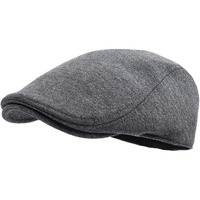 Feinion Men Cotton Newsboy Cap Soft Fit Cabbie Hat (Dark Grey)