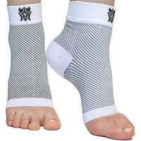 Bitly Plantar Fasciitis Compression Socks For Women  Men - Best Ankle Compression Sleeve, Nano Brace For Everyday Use - Provides Arch Support  Heel Pain Relief (White, Medium)