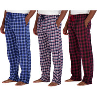 3 Pack: Mens Big  Tall King Size Pajama Pants Cotton Super Soft Pajamas Men Flannel Bottoms Fleece Buffalo Plaid Pj Lounge Pants Sleepwear Pijamas Para Hombres Woven Button Fly - Set 9, 3X
