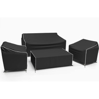 Gasadar Patio Furniture Covers Set, 4 Piece Waterproof Outdoor Furniture Cover For Outdoor Coffee Table, Chair, And Loveseat, Heavy Duty 600D, Black