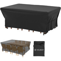 Velway Patio Furniture Cover Outdoor, Waterproof Rectangular Patio Table Chair Sofa Set Cover, 95   Lx64   Wx39   H, All Weather Oxford Tear-Resistant Material With Zipper Carrying Bag Windproof Buckles
