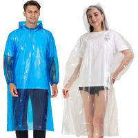 Airpler Disposable Rain Ponchos For Family Adults 10 Pack (5 Blue&5 Clear) - Adult Rain Poncho With Drawstring Hood