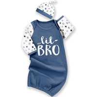 Amawmw Newborn Baby Boy Little Brother Sleeper Gown Stars Long Sleeve Nightgown Pajamas Gifts Stuff Essential Outfit