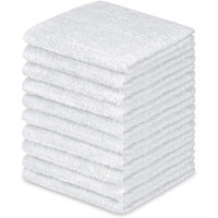 Decorrack 10 Pack 100 Cotton Wash Cloth, Luxurious Soft, 12 X 12 Inch Ultra Absorbent, Machine Washable Washcloths, White (10 Pack)