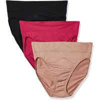 Warners Womens Allover Breathable Hi-Cut Panty, Vivacioustoasted Almondblack, X-Large