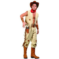 Men Wild West Outfit:Khaki, S