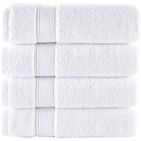 Nova Luxury Linen - Hotel Quality Turkish Towel Set For Bathroom (4 Pcs Washcloth Set, Pure White)