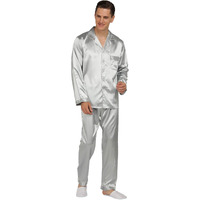 Yimanie Mens Satin Pajamas Set Classic Sleepwear Loungewear Silver Grey