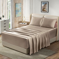 Homiest 4Pcs Extra Deep Pocket Satin Sheets King Size Bed Set, 18-24 Inch Deep Pocket Bed Sheets Taupe Satin Sheet Set, Silky Satin Bedding Set Luxury Fitted Sheet Set Fits Ultra Deep Mattress