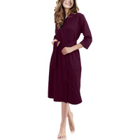 Ny Threads Luxurious Women Knit Robe Kimono Cotton Blend Bathrobe Ladies Loungewear Sleepwear (Medium, Purple Red)