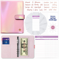 Soul Mama Budget Binder With Cash Envelopes - Holographic Money Organizer For Cash, A6 Binder Cash Envelopes For Budgeting, Money Saving Binder With Rose Gold Stickers