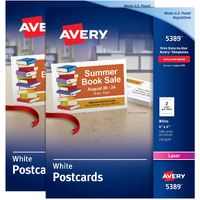 Avery Printable Cards With Sure Feed Technology, 4 X 6, Us Postcard Size, Laser, 2-Pack, 100 Cards Per Pack, 200 Blank Postcards Total (15389)