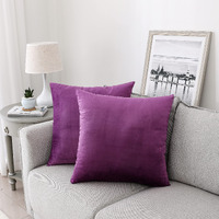 Nini All Decorative Throw Pillow Covers Pack Of 2, Velvet Throw Pillow Cases For Couch Pillows Cover Bedroom Living Room Outdoor, Pillow Covers 18X18 Inch Purple