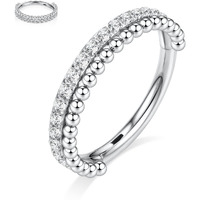 Peaklink Double Stacked Conch Hoop Earrings 16G Helix Earrings 316L Surgical Steel Septum Nose Rings Hoop 10Mm Micro Lobe Earrings Unisex Hoop Earrings Septum Conch Piercing Jewelry Silver Balll+Cz