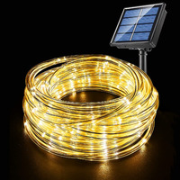 Fatpoom Solar Lights Rope Lights Solar Powered String Lights 40Ft 120 Leds 8 Modes Fairy Lights Outdoor Decoration Lighting For Garden Patio Party,Weddings,Christmas D      Cor White Warm