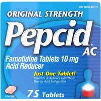 Pepcid Ac Original Strength, 10 Mg Famotidine For Heartburn Prevention  Relief, 75 Ct
