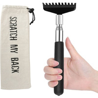 Flanker-L Oversized Portable Extendable Back Scratcher, Upgraded Metal Stainless Steel Telescoping Back Scratcher Tool With Canvas Carrying Bag